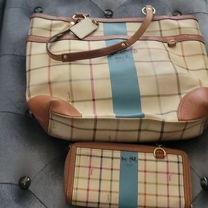 Coach heritage tote and wallet